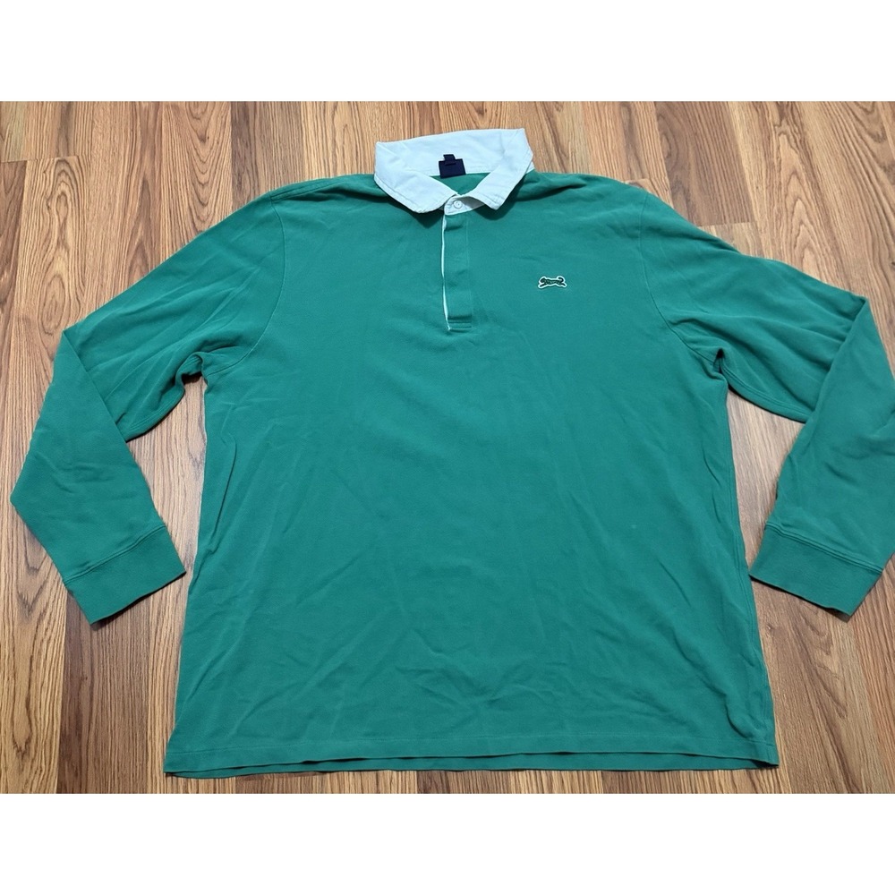 Le Tigre Polo Shirt Mens Extra Extra Large Rugby Style Green White Collar